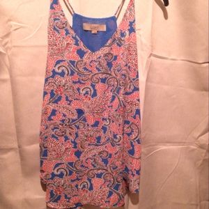 women's LOFT multi color floral,lined, Tank Top size S